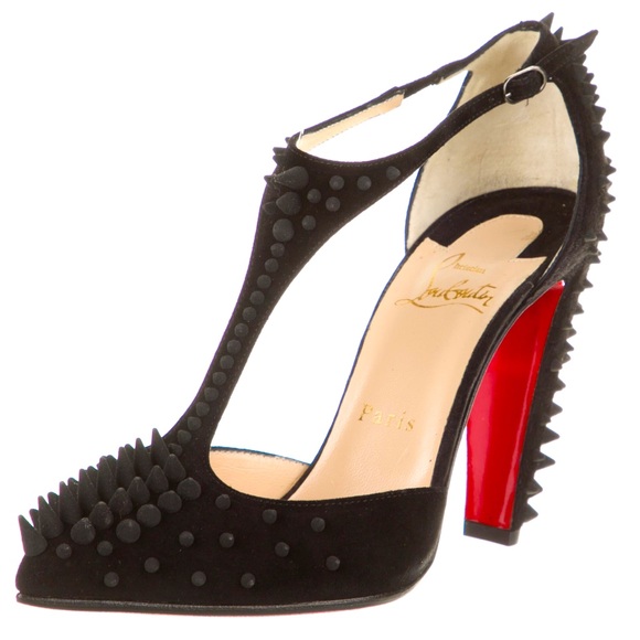 Christian Louboutin Shoes - Louboutin Spike T Strap Suede Leather Point Toe Heel